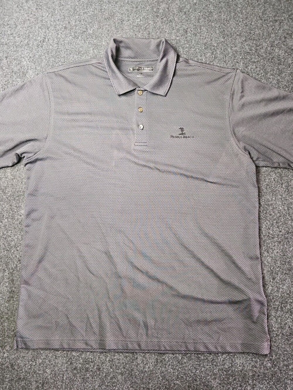 Pebble Beach Performance Golf Polo Shirt Mens XL Charcoal Grey Textured Mesh